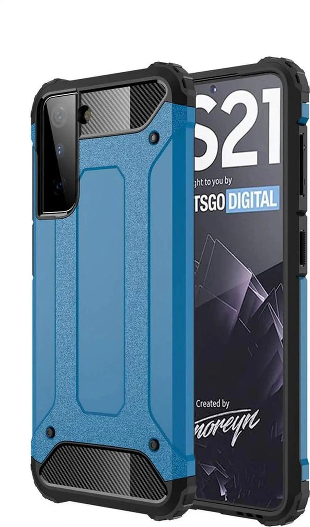 Samsung Galaxy S21 Plus Hoesjes – Armor Hybrid Backcover – Schokbestendig – Blauw-Ilumina Benelux