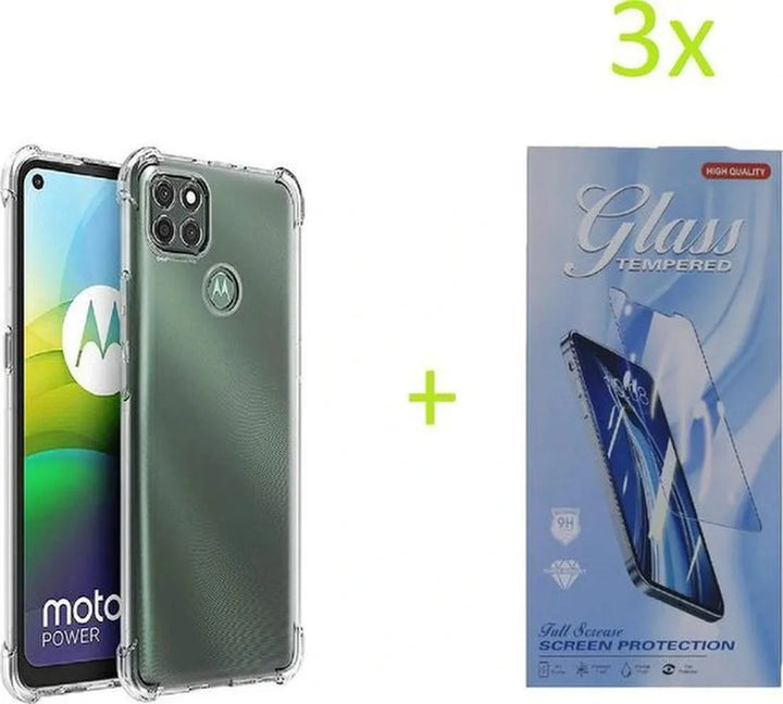 Motorola Moto G9 Power Hoesjes – Siliconen Backcover – Schokbestendig – Transparant + 3x Screenprotector-Ilumina Benelux