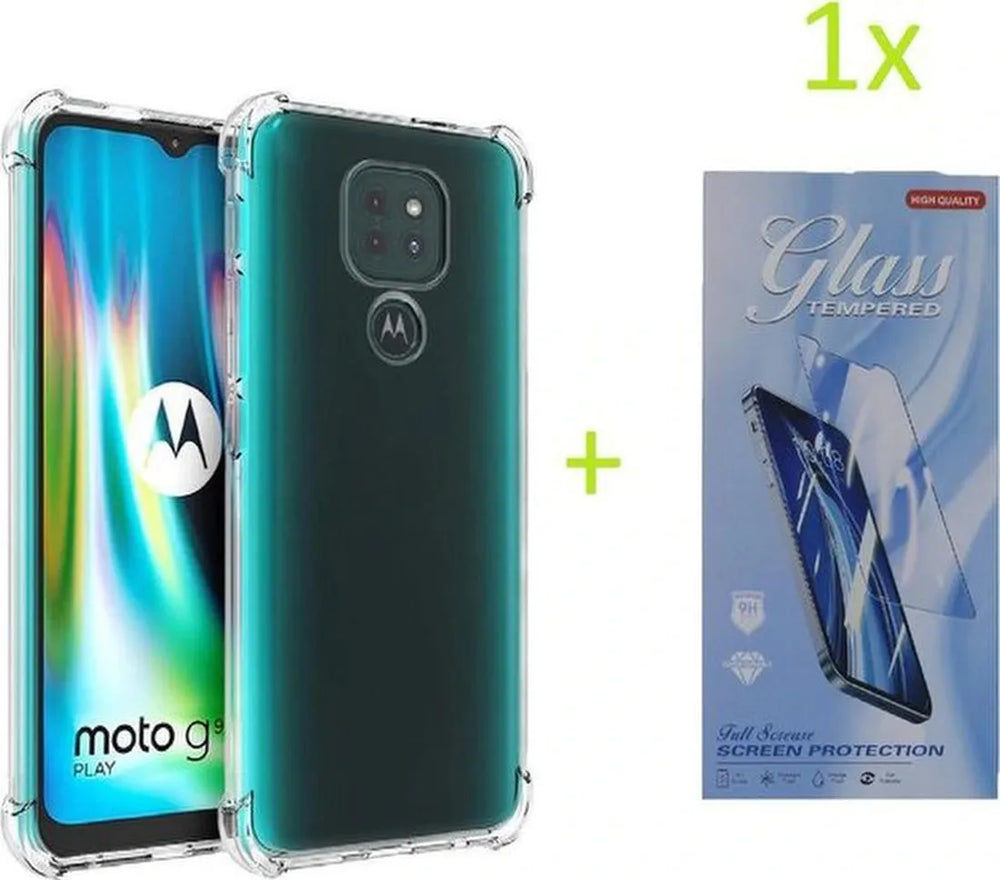Motorola Moto G9 Play/E7 Plus Hoesjes – Siliconen Backcover – Schokbestendig – Transparant + Screenprotector-Ilumina Benelux