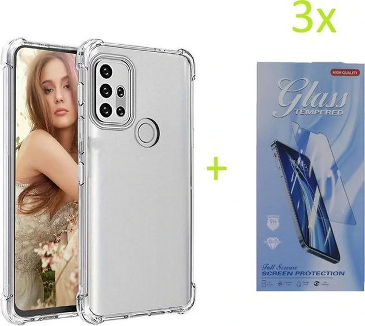 Motorola Moto G10/G20/G30 Hoesjes – Siliconen Backcover – Schokbestendig – Inclusief 3x Screenprotector – Transparant-Ilumina Benelux