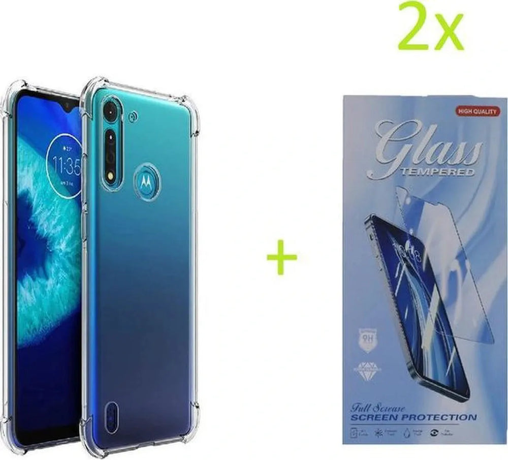 Motorola Moto G8 Power Lite Hoesjes – Siliconen Backcover – Schokbestendig – Transparant – 2x Screenprotector-Ilumina Benelux
