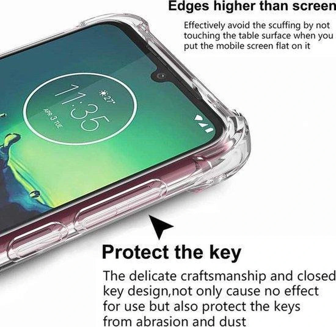 Motorola Moto G8 Plus Hoesjes – Siliconen Backcover – Schokbestendig – Transparant + 2x Screenprotector