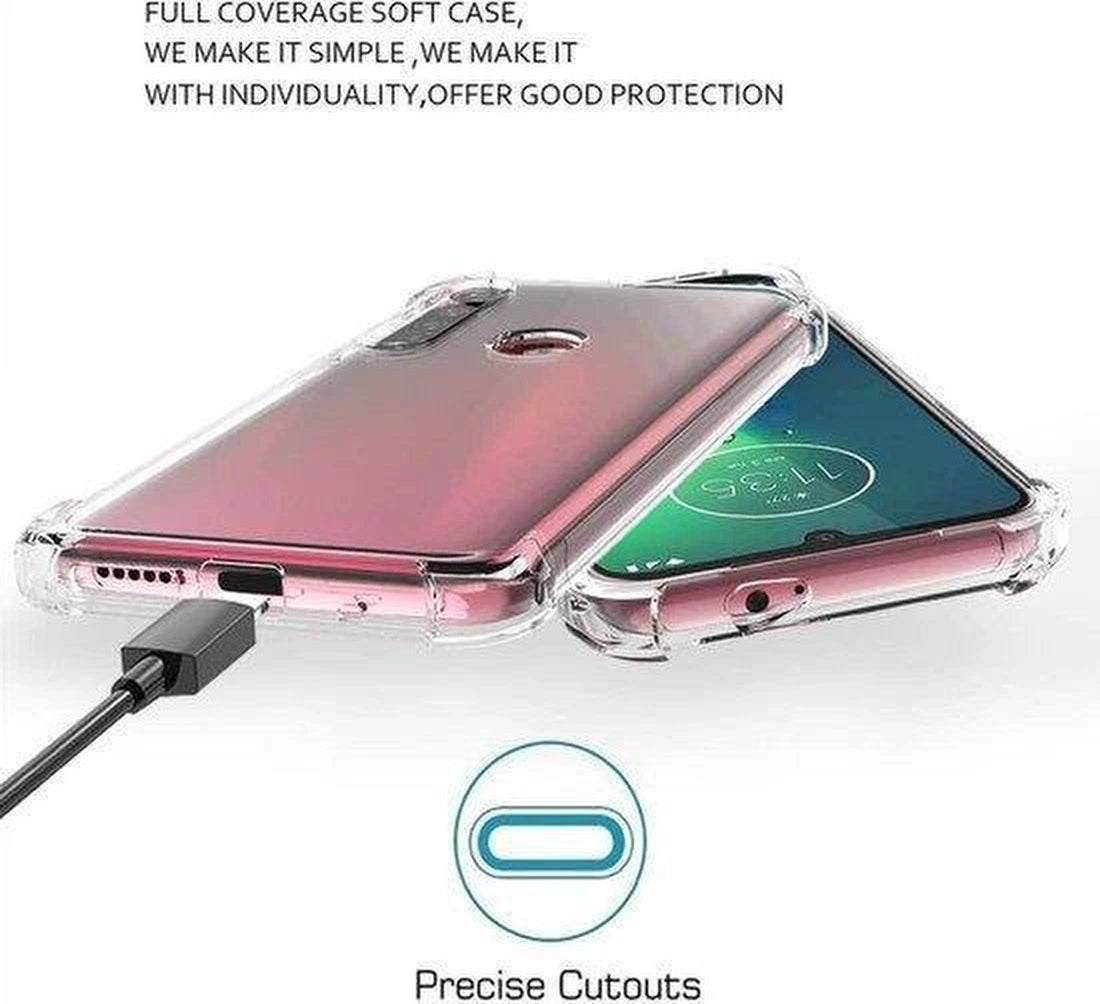 Motorola Moto G8 Plus Hoesjes – Siliconen Backcover – Schokbestendig – Transparant + 2x Screenprotector