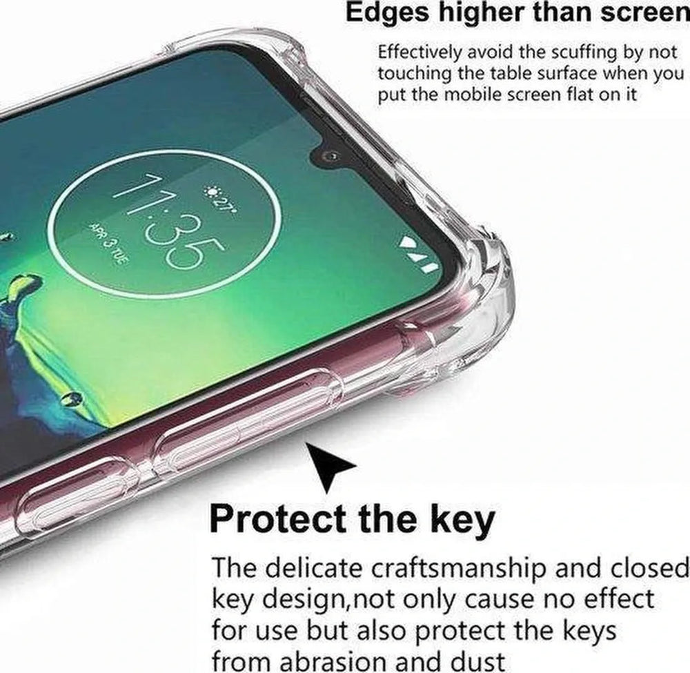 Motorola Moto G8 Plus Hoesjes – Siliconen Backcover – Schokbestendig – Transparant + 3x Screenprotector-Ilumina Benelux