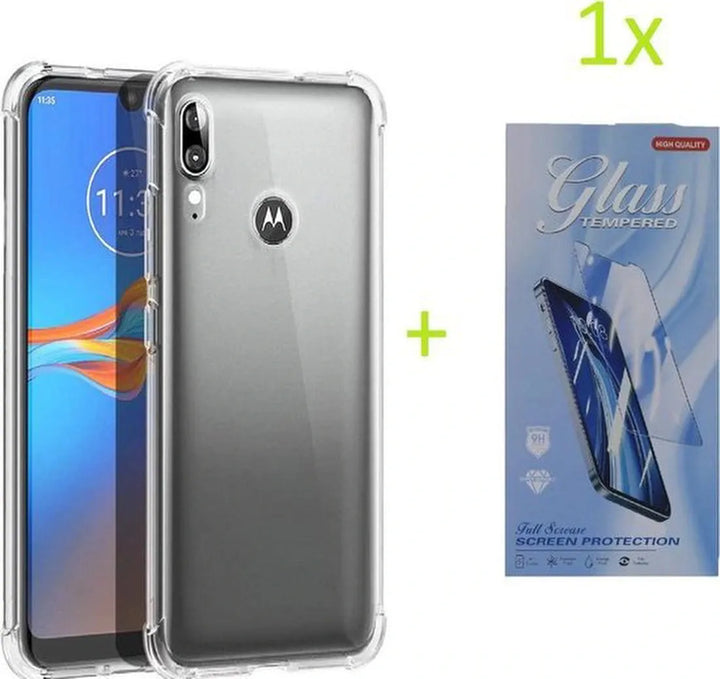 Motorola Moto E6s/E6 Plus Hoesjes – Siliconen Backcover – Schokbestendig – Transparant – Incl. Screenprotector-Ilumina Benelux