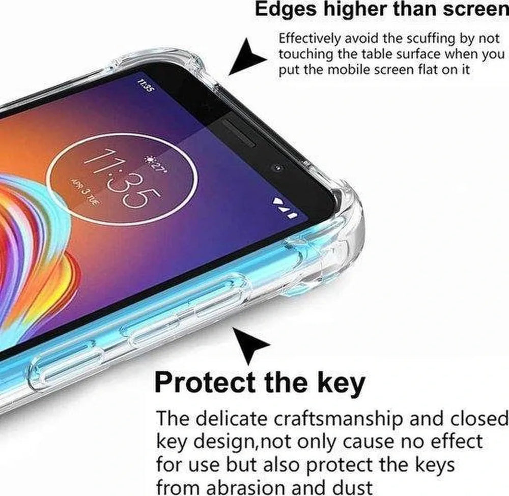 Motorola Moto E6 Play Hoesjes – Siliconen Backcover – Schokbestendig – Transparant + Screenprotector-Ilumina Benelux