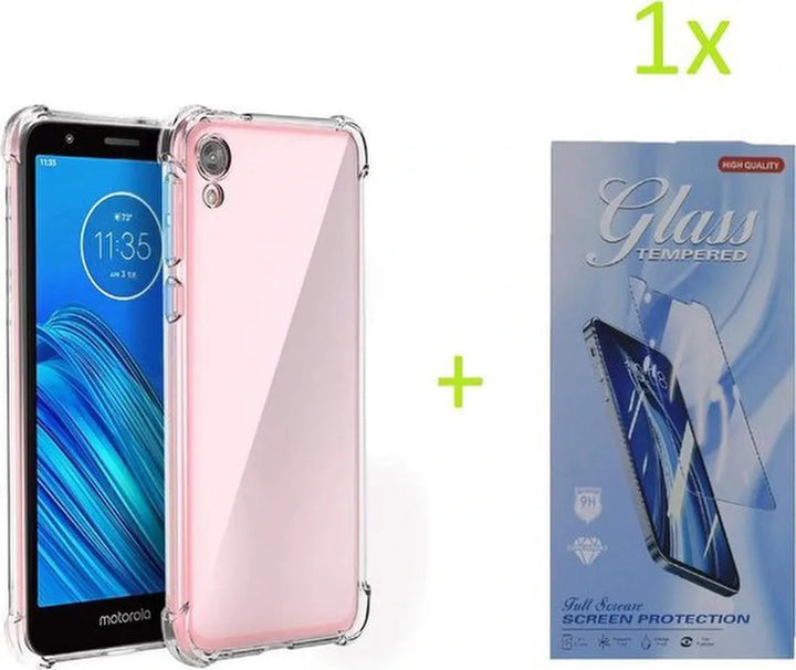 Motorola Moto E6 Hoesjes – Siliconen Backcover – Schokbestendig – Transparant + Screenprotector-Ilumina Benelux