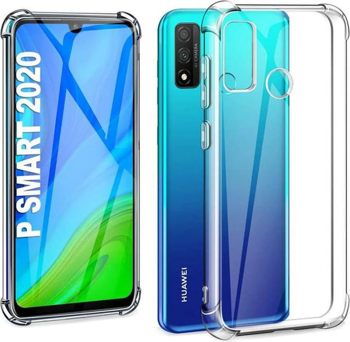 Huawei P Smart 2020 Hoesjes – Soft TPU Siliconen Backcover + 2x Screenprotector Gehard Glas – Transparant-Ilumina Benelux