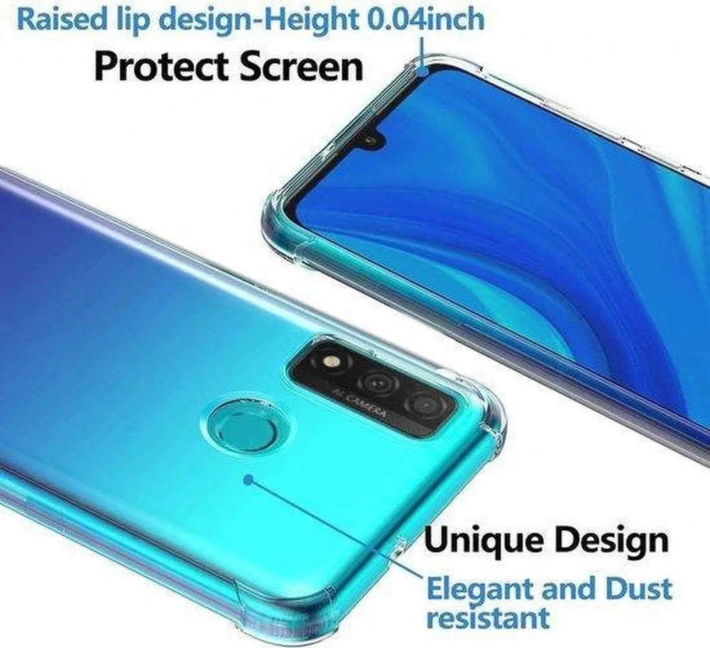 Huawei P Smart 2020 Hoesjes – Soft TPU Siliconen Backcover + 2x Screenprotector Gehard Glas – Transparant-Ilumina Benelux