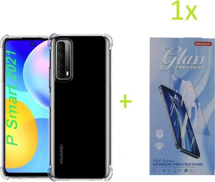 Huawei Y6p/Y6s Hoesjes – Siliconen Backcover – Schokbestendig Bumper – Incl. Gehard Glas Screenprotector – Transparant-Ilumina Benelux
