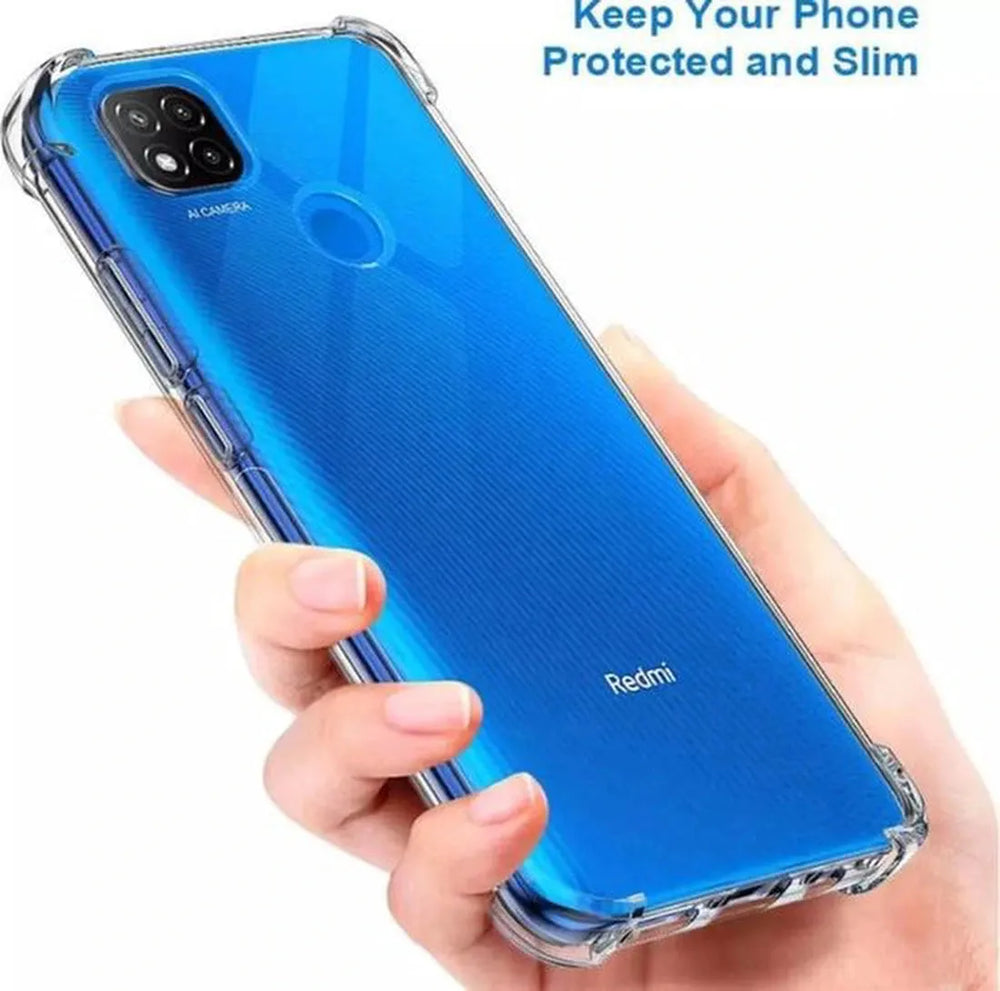Xiaomi Redmi 9C Hoesjes – Siliconen Bumper Backcover – Schokbestendig – Transparant – 2x Screenprotector Gehard Glas-Ilumina Benelux
