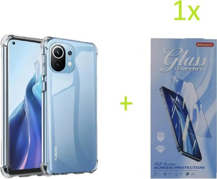 Xiaomi Mi 11 Hoesjes – Siliconen Backcover – Schokbestendig Bumper – Transparant – Incl. Gehard Glas Screenprotector-Ilumina Benelux