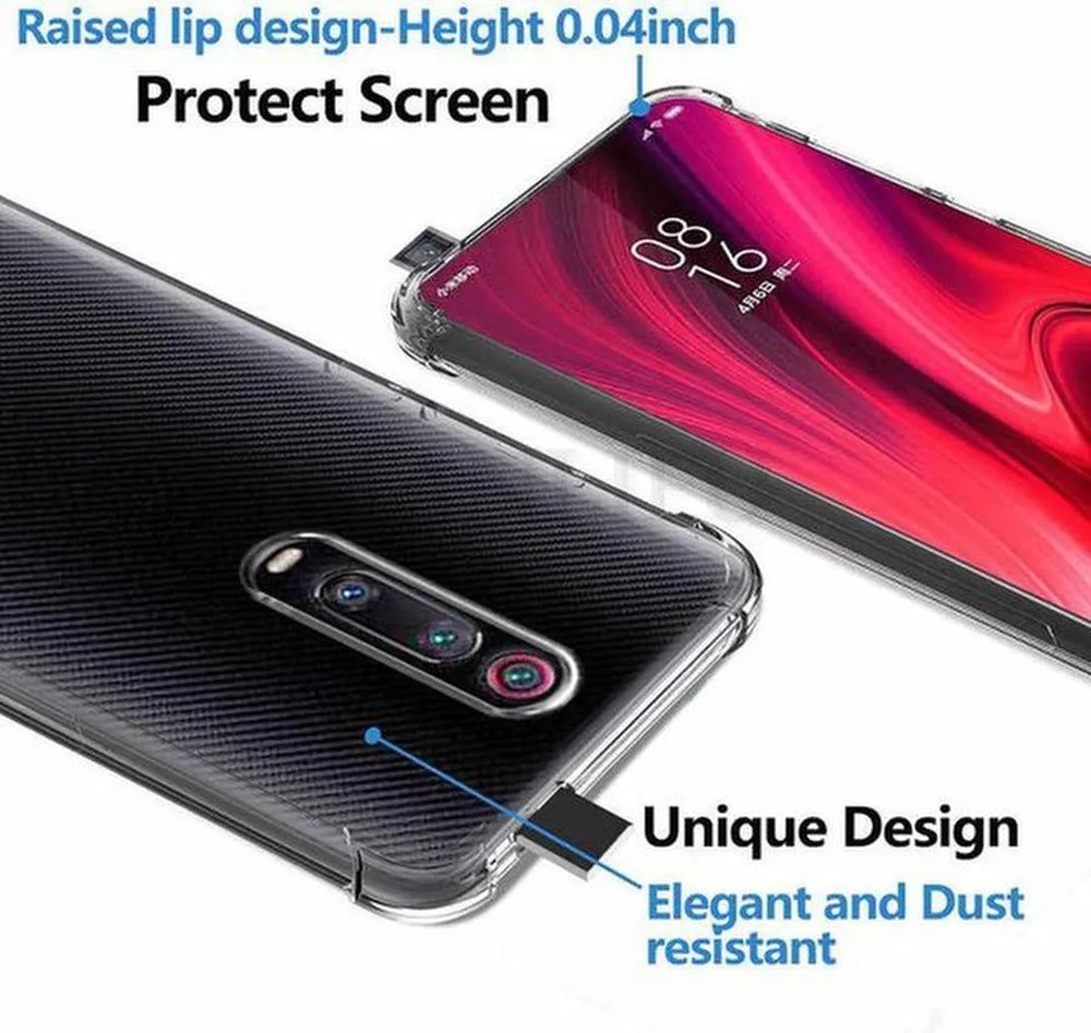 Xiaomi Mi 9T/9T Pro Hoesjes – Siliconen Backcover – Schokbestendig – Transparant + 3x Gehard Glas Screenprotector-Ilumina Benelux