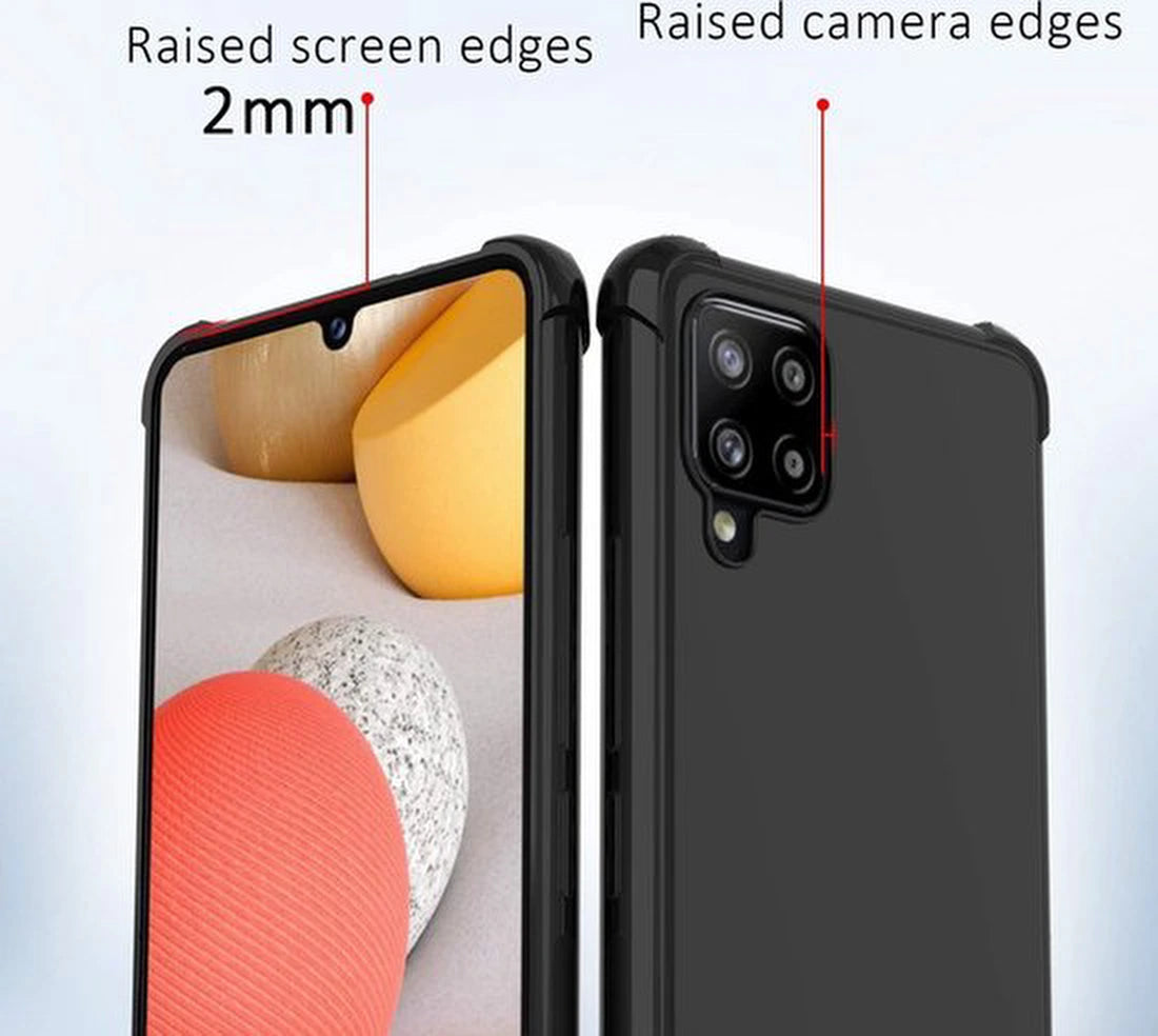 Shockproof Hoesje Geschikt voor: Samsung Galaxy A42 - Anti Shock Silicone Bumper - Zwart + 1X Screenprotector