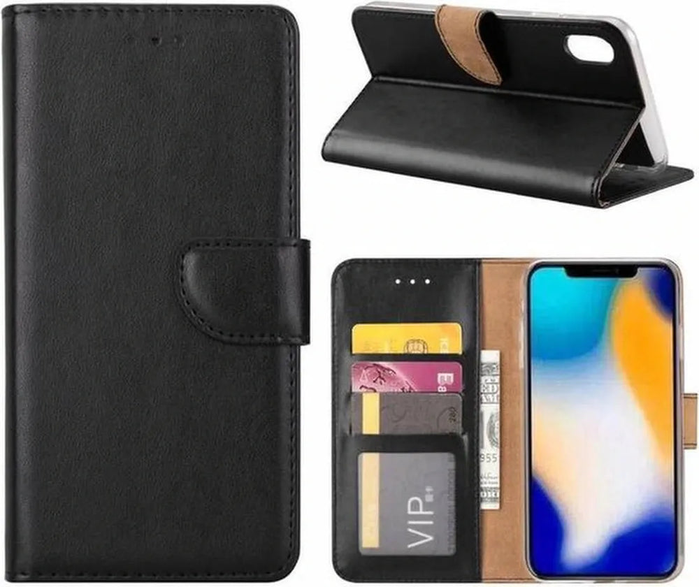 Samsung Galaxy Xcover 5 Hoesjes – Portemonnee Bookcase – Magneetsluiting – 1x Gehard Glas Screenprotector – Zwart-Ilumina Benelux
