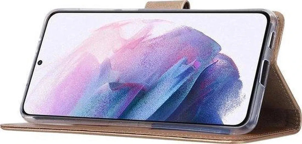 Oppo Find X3 Lite Hoesjes – Portemonnee Hoes – Pasjeshouder – Inclusief Screenprotector – Goud-Ilumina Benelux