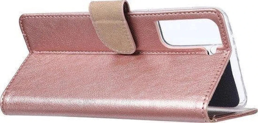 Oppo Find X3 Lite Hoesjes – Bookcase Portemonnee – Pasjeshouder – 3x Screenprotector – Roségoud-Ilumina Benelux