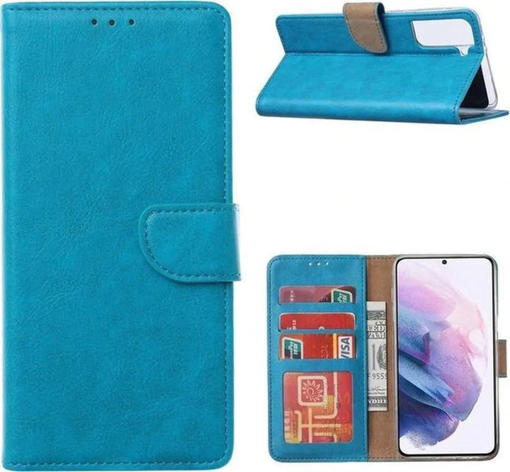 Oppo Find X3 Lite Hoesjes – Portemonnee Hoes – Pasjeshouder – Inclusief Screenprotector – Turquoise-Ilumina Benelux