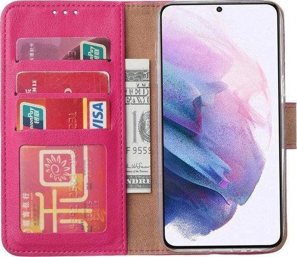 Oppo Find X3 Lite Hoesjes – Bookcase Portemonnee Hoes – Pasjeshouder – Inclusief Screenprotector – Roze-Ilumina Benelux