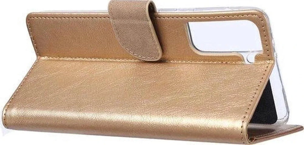 Oppo Find X3 Neo Hoesjes – Bookcase Portemonnee – Magneetsluiting – Inclusief 3x Screenprotector – Goud-Ilumina Benelux