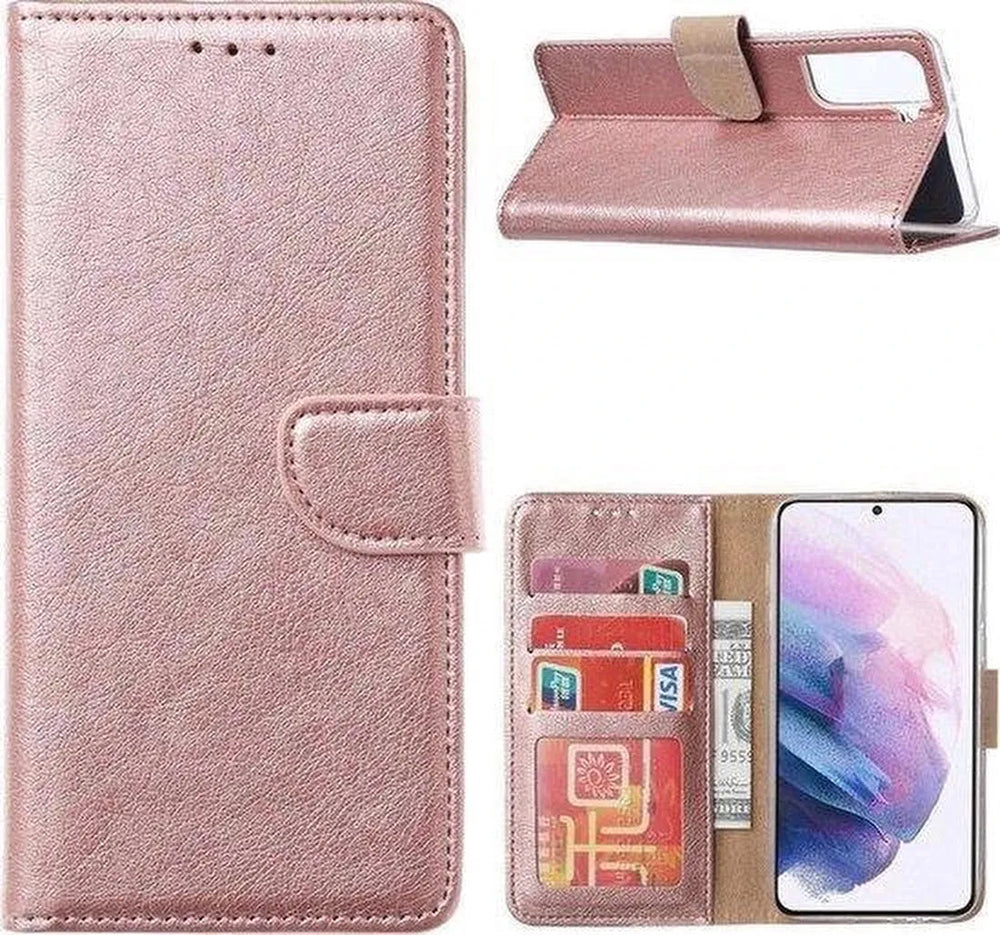 Oppo Find X3 Neo Hoesjes – Portemonnee Hoes – Pasjeshouder – Inclusief Screenprotector – Roségoud-Ilumina Benelux