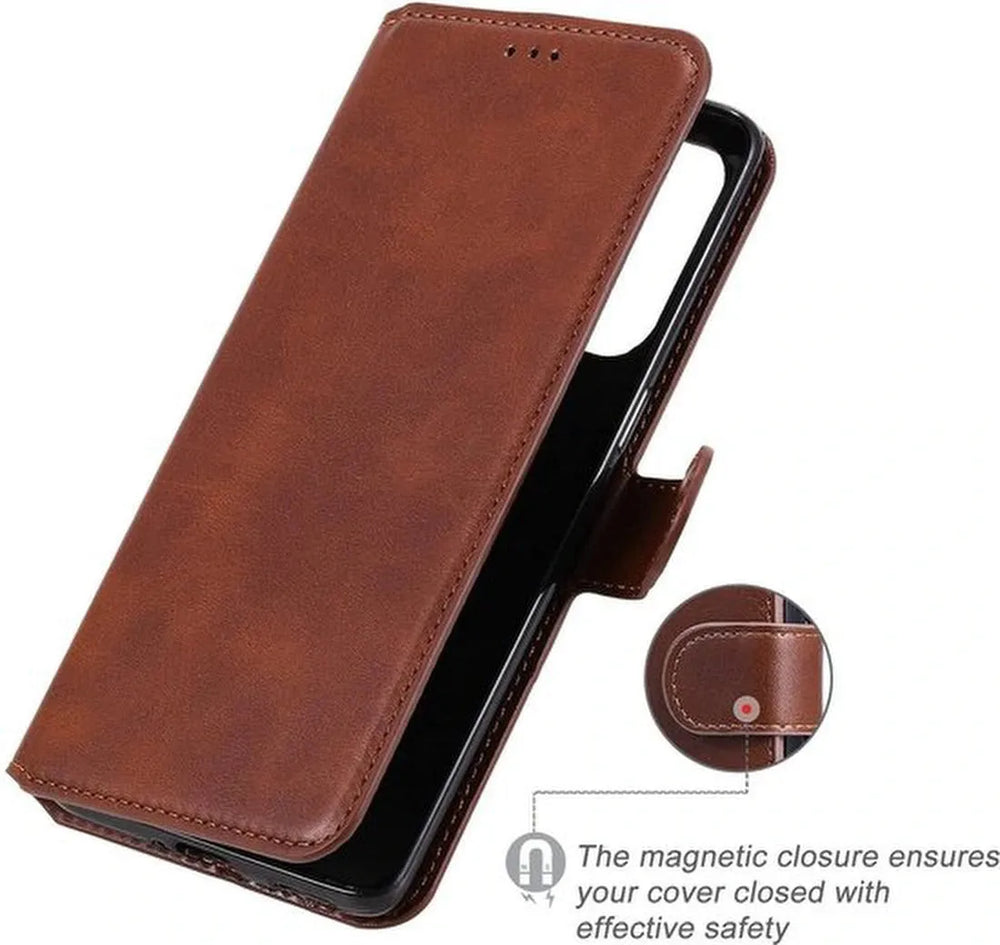 Oppo Find X3 Neo Hoesjes – Bookcase Portemonnee Hoes – Pasjeshouder – Magneetsluiting – Bruin-Ilumina Benelux