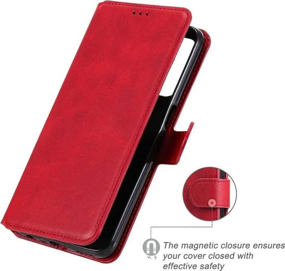 Oppo Find X3 Neo Hoesjes – Bookcase Portemonneehoes – Magneetsluiting – Inclusief 3x Screenprotector – Rood-Ilumina Benelux