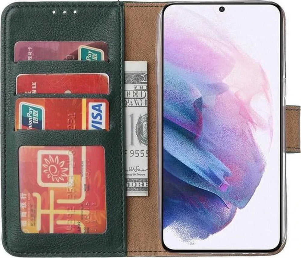 Oppo Find X3 Neo Hoesjes – Portemonnee Hoes – Pasjeshouder – 3x Screenprotector – Groen-Ilumina Benelux