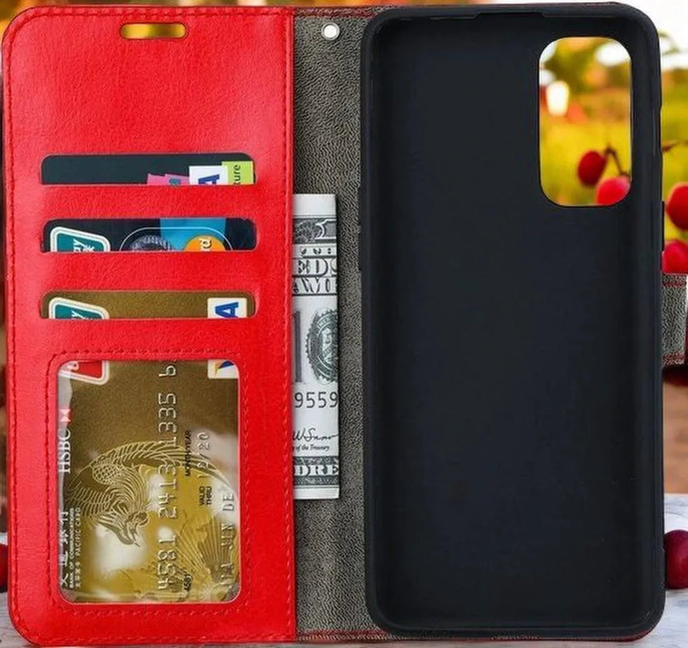 Samsung Galaxy A52/A52s Hoesjes – Bookcase Portemonnee – Pasjeshouder – Magneetsluiting – Rood-Ilumina Benelux