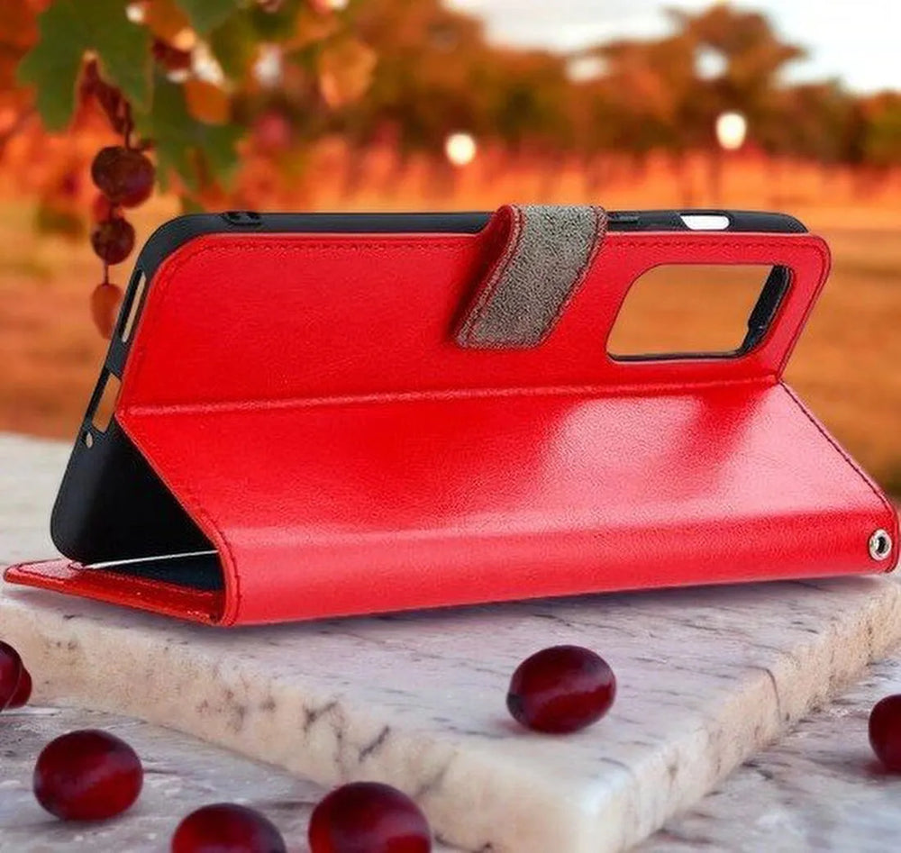 Samsung Galaxy A52/A52s Hoesjes – Bookcase Portemonnee – Pasjeshouder – Magneetsluiting – Rood-Ilumina Benelux