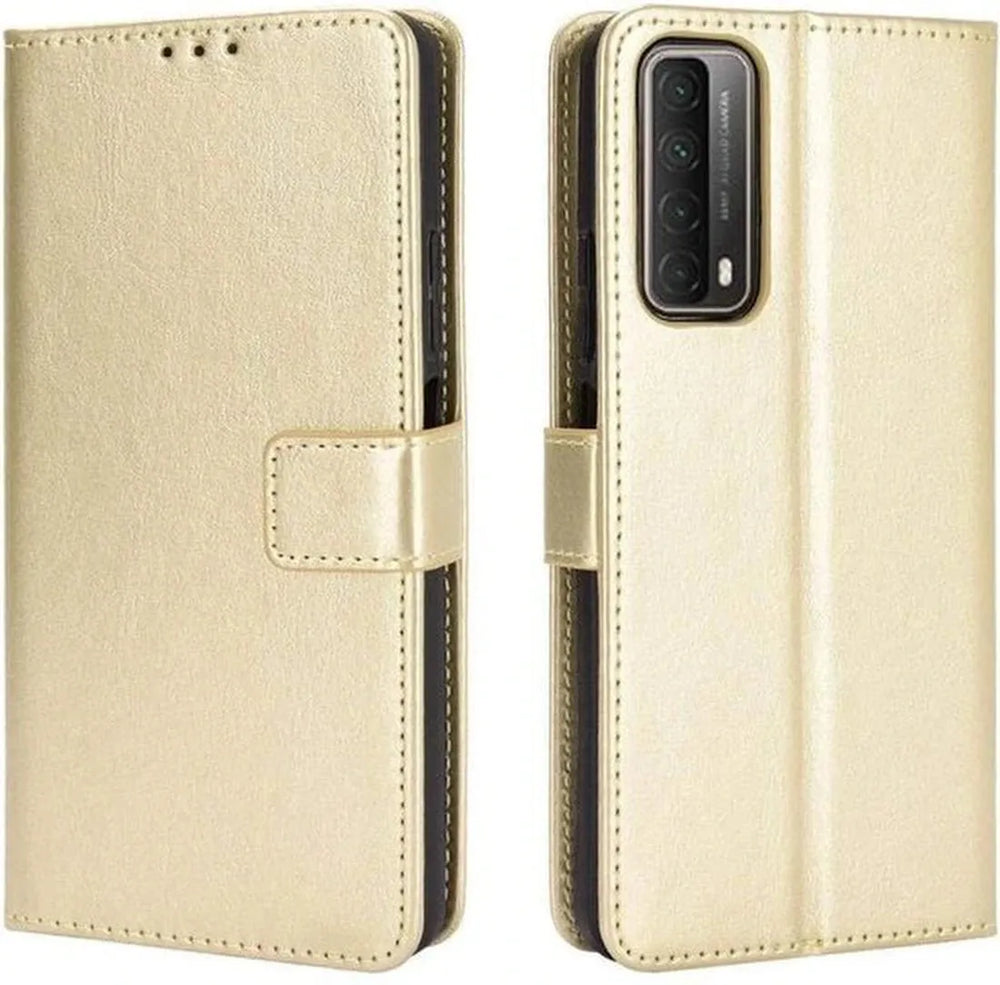 Huawei P Smart 2021 Hoesjes – Bookcase Portemonnee Hoes – Pasjeshouder – Magneetsluiting – Goud-Ilumina Benelux