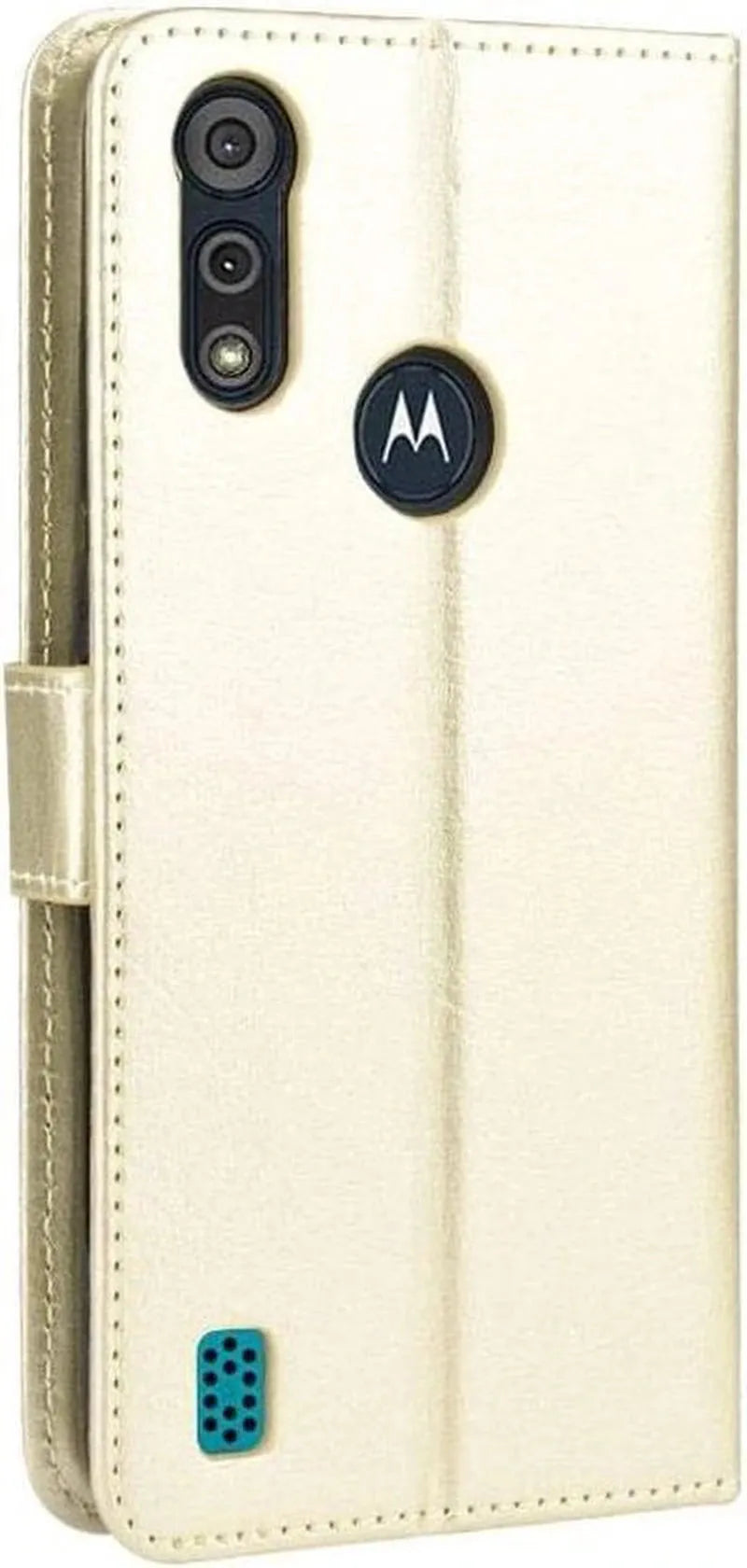 Motorola Moto E6i Hoesjes – Portemonnee Hoes – Magneetsluiting – Pasjeshouder – Goud + Screenprotector-Ilumina Benelux