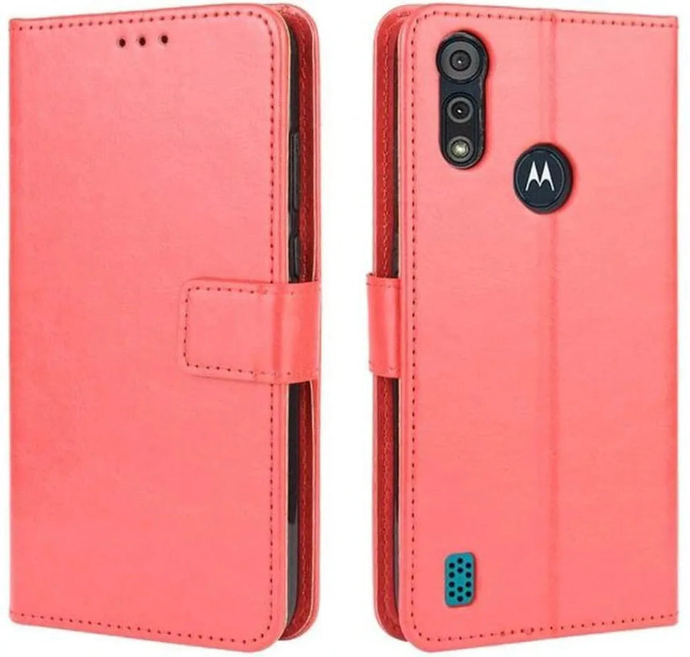 Motorola Moto E6i Hoesjes – Bookcase Portemonnee Hoes – Pasjeshouder – Magneetsluiting – Rood-Ilumina Benelux
