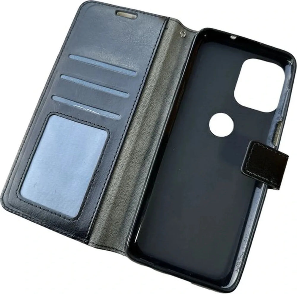 Motorola Moto G100 Hoesjes – Portemonnee Hoes – Pasjeshouder – Magneetsluiting – Zwart-Ilumina Benelux
