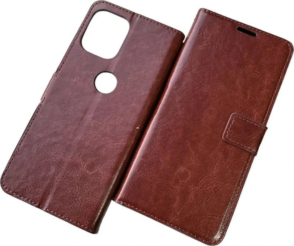 Motorola Moto G100 Hoesjes – Bookcase Portemonnee Hoes – Pasjeshouder – 1x Screenprotector – Bruin-Ilumina Benelux