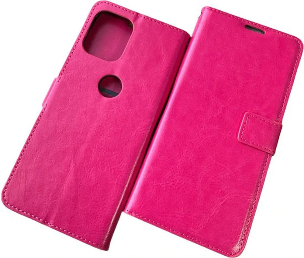 Motorola Moto G100 Hoesjes – Portemonnee Bookcase – Pasjeshouder – 2x Screenprotector – Roze-Ilumina Benelux