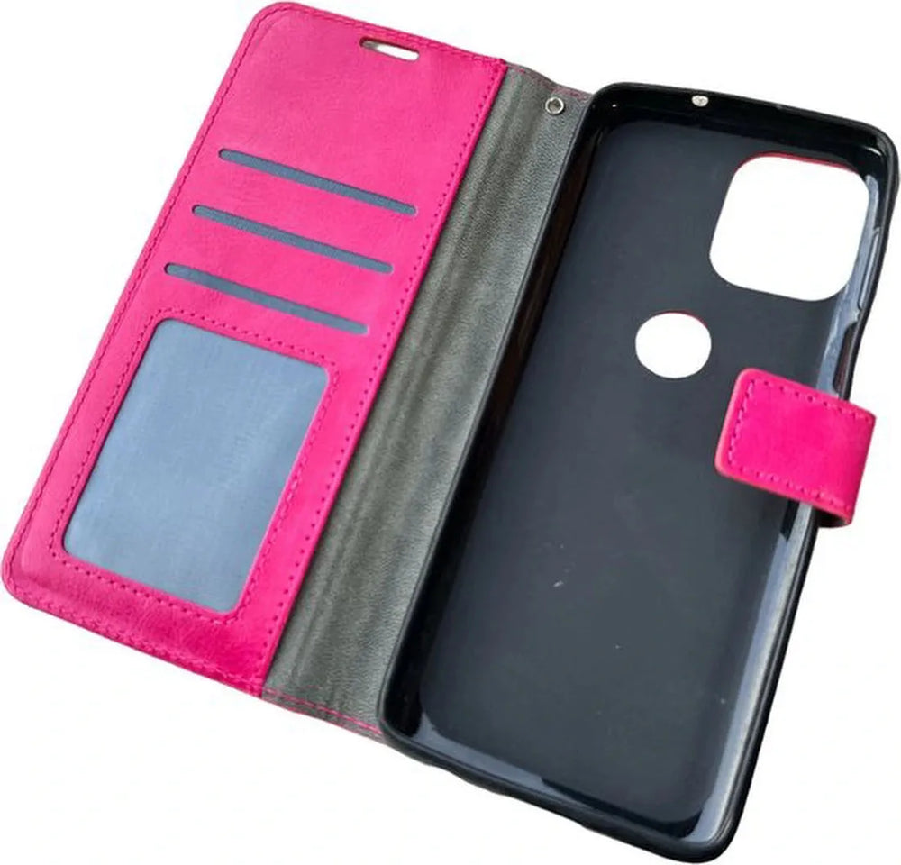 Motorola Moto G100 Hoesjes – Portemonnee Bookcase – Pasjeshouder – 2x Screenprotector – Roze-Ilumina Benelux