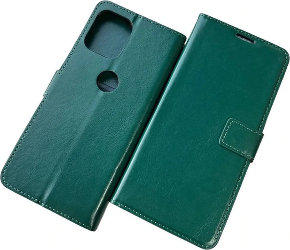 Motorola Moto G100 Hoesjes – Portemonnee Hoes – Pasjeshouder – 3x Screenprotector – Groen-Ilumina Benelux