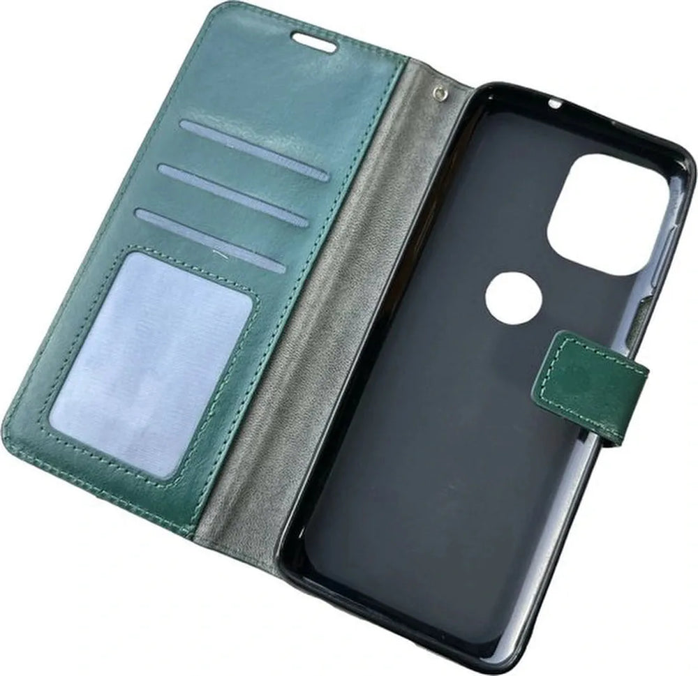 Motorola Moto G100 Hoesjes – Portemonnee Hoes – Pasjeshouder – 3x Screenprotector – Groen-Ilumina Benelux