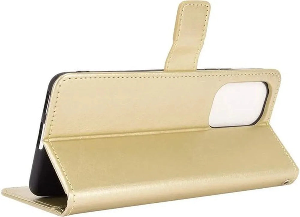 Xiaomi Poco F3 Hoesjes – Portemonnee Hoes – Pasjeshouder – Magneetsluiting – Goud-Ilumina Benelux