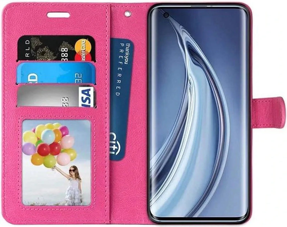 Xiaomi Mi 10 / 10 Pro Hoesjes – Portemonnee Hoes – Pasjeshouder – 2x Screenprotector – Roze-Ilumina Benelux