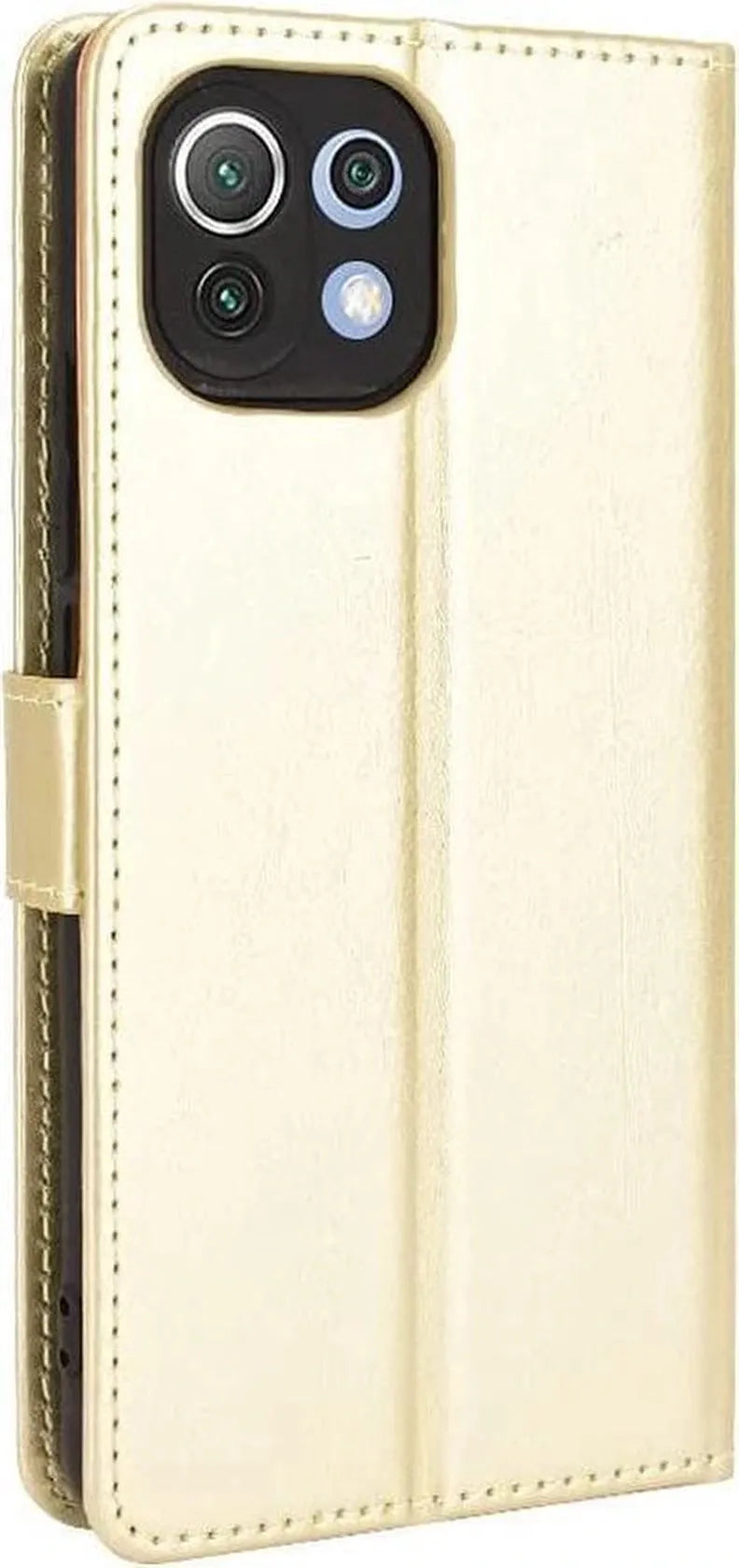 Xiaomi Mi 11 Lite Hoesjes – Portemonnee Hoes – Magneetsluiting – Pasjeshouder – Goud + 3x Screenprotector-Ilumina Benelux