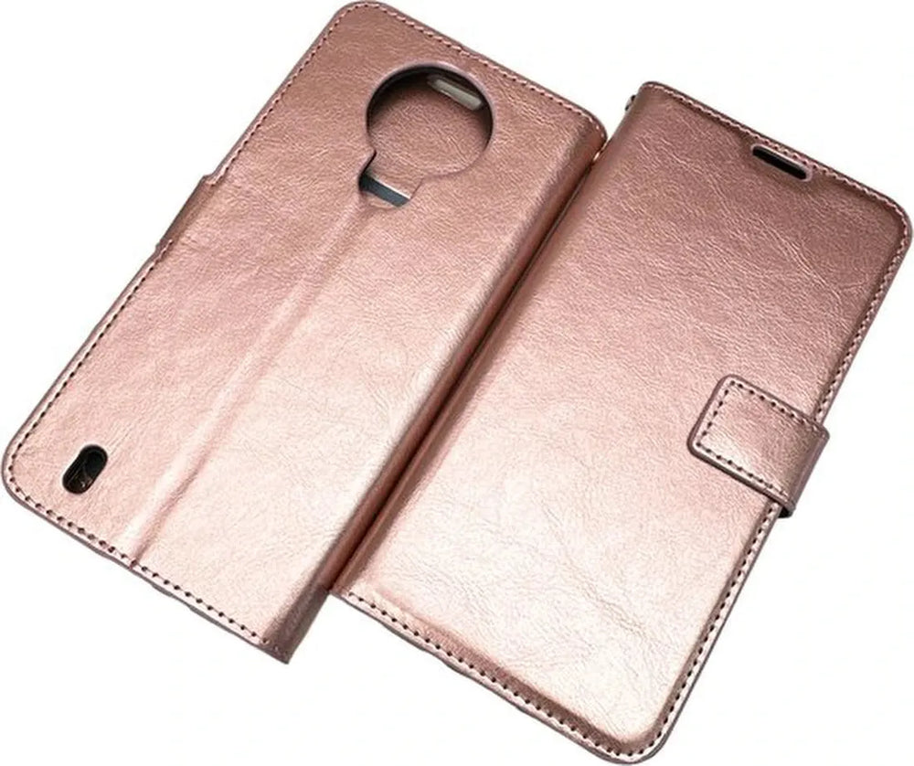 Nokia 1.4 Hoesjes – Bookcase Portemonnee Hoes – Magneetsluiting – Inclusief Screenprotector – Roségoud-Ilumina Benelux
