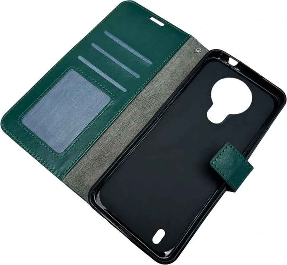 Nokia 1.4 Hoesjes – Bookcase Portemonnee Hoes – Pasjeshouder – Magneetsluiting – Groen-Ilumina Benelux