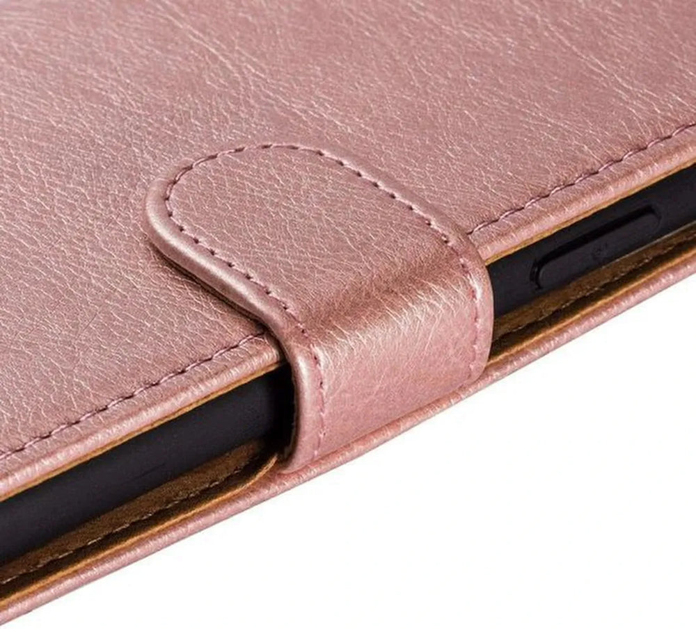 Motorola Moto G60s Hoesjes – Portemonnee Bookcase – Magneetsluiting – Pasjeshouder – Roségoud + 3x Screenprotector-Ilumina Benelux