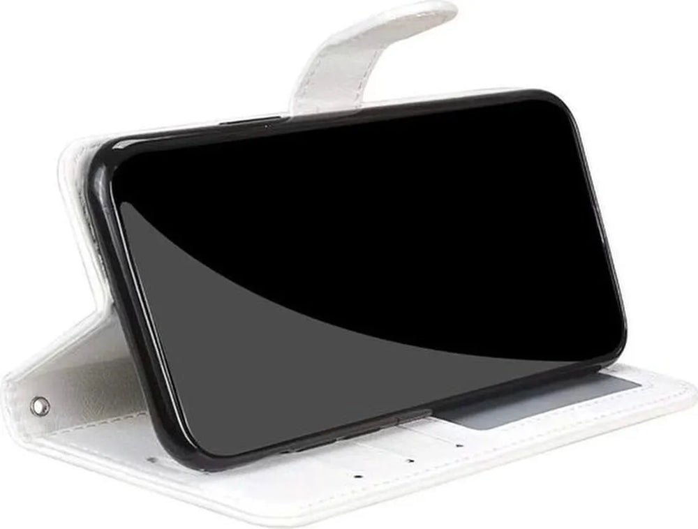 Motorola Moto G60s Hoesjes – Portemonnee Hoes – Magneetsluiting – Pasjeshouder – Wit + 3x Screenprotector-Ilumina Benelux