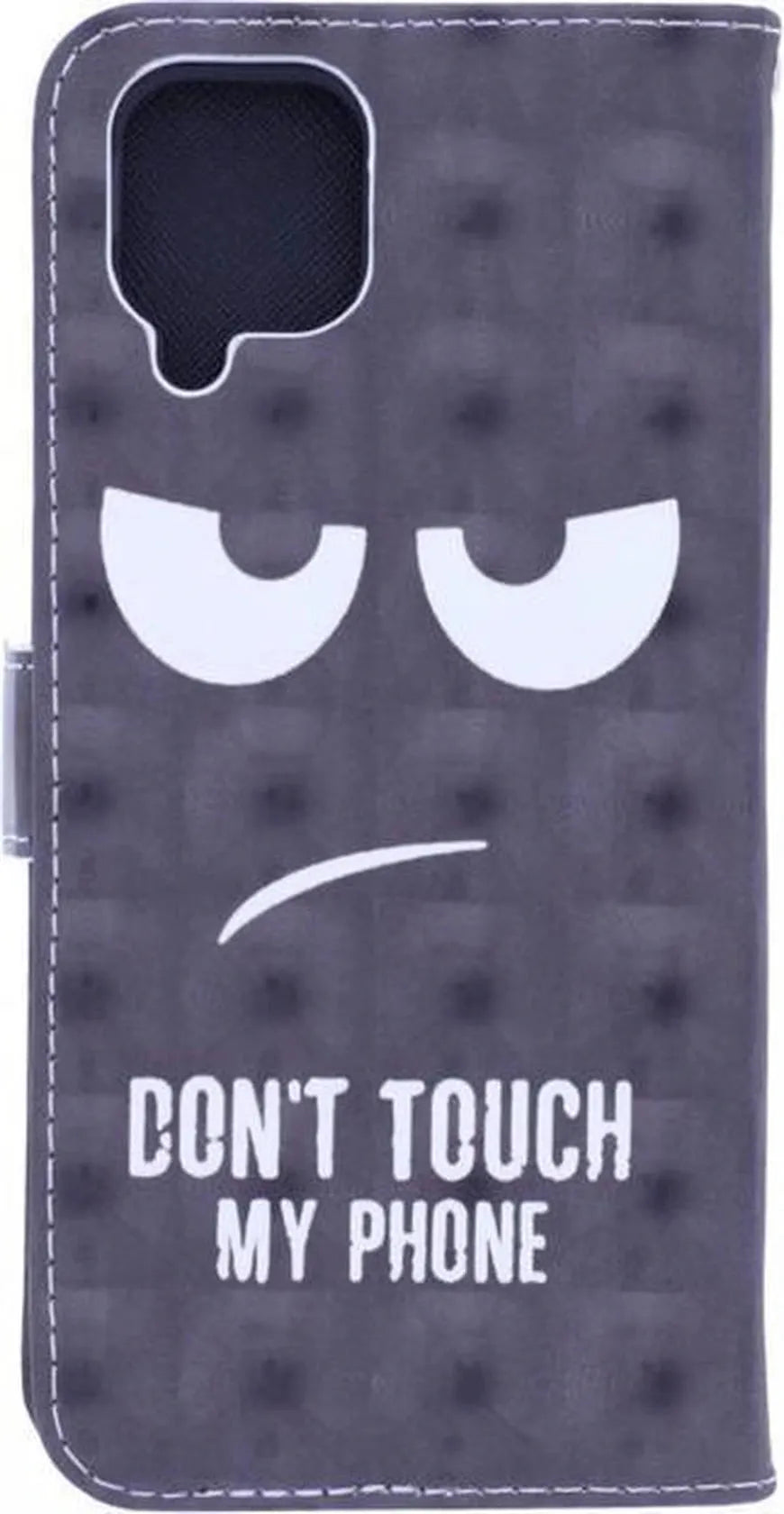 Samsung Galaxy A42 Hoesjes – Bookcase – 3D Print Don't Touch My Phone – Magneetsluiting – Zwart-Ilumina Benelux