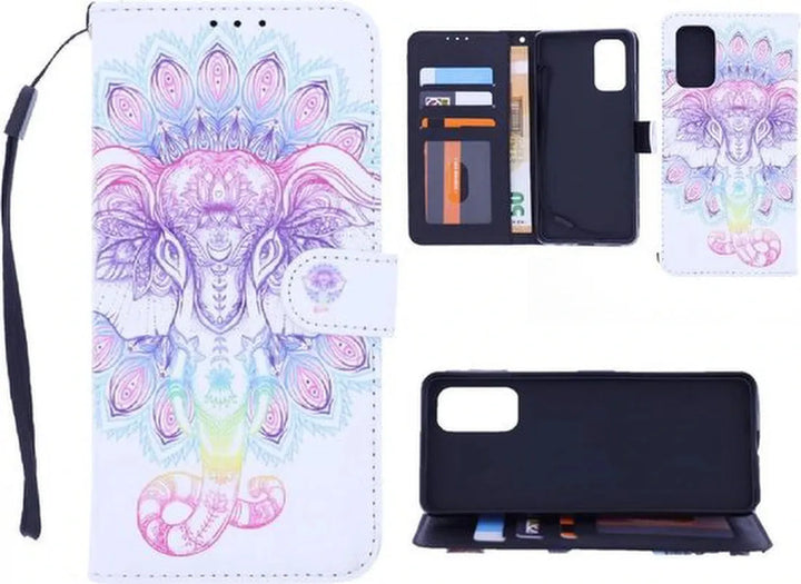 Samsung Galaxy A02s Hoesjes – Bookcase Portemonnee Hoes – 3D Olifant Print – Magneetsluiting – Zwart-Ilumina Benelux