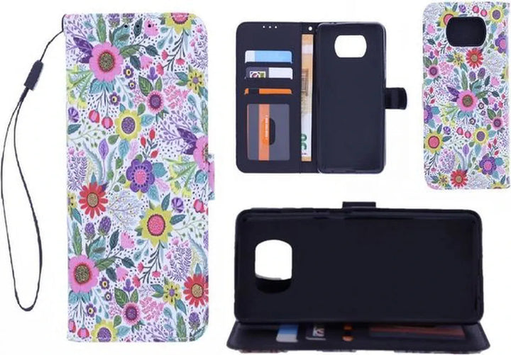 Nokia 1.4 Hoesjes – Bookcase Portemonnee Hoes – Magneetsluiting – Standfunctie – Flowers Print-Ilumina Benelux