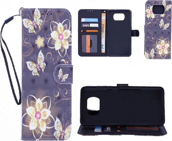 Nokia 1.4 Hoesjes – Bookcase Portemonnee Hoes – Magneetsluiting – Print Butterflies And Flowers – Multicolor-Ilumina Benelux